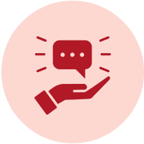 Frame 1000009375 (4) Hand holding speech bubble icon.